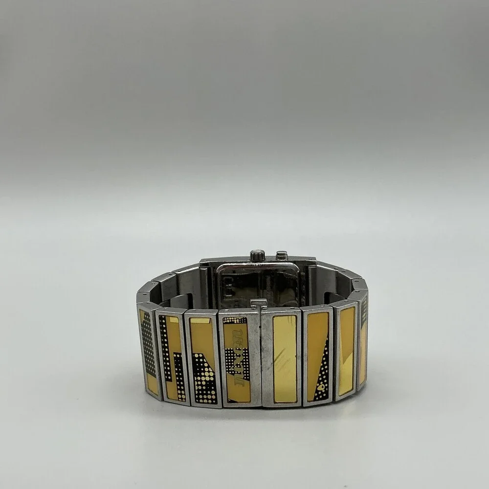 Nixon The Rotolog Mens Watch 35mm Black Dial Yellow Bracelet Not Running
